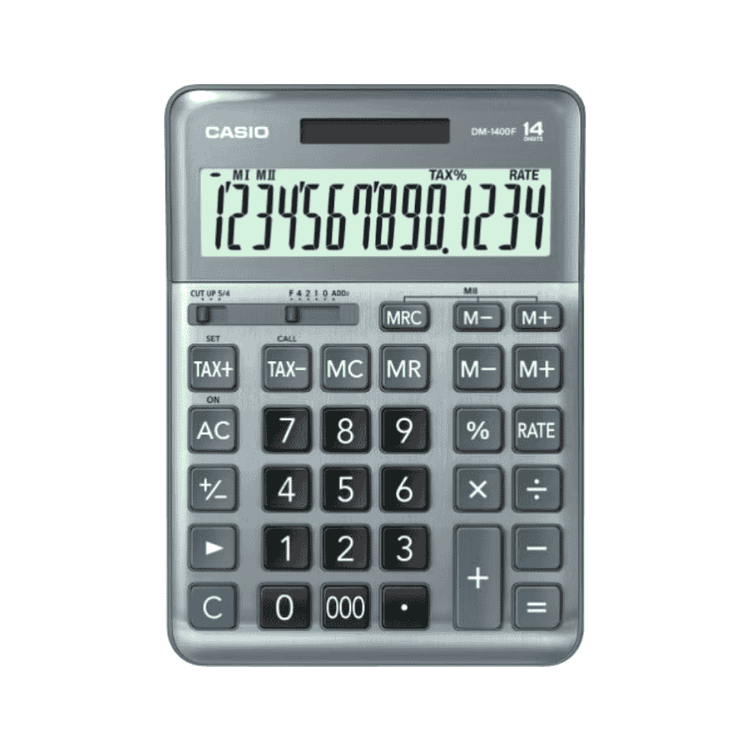 12-Digits Electronic Calculator DM-1400F-W-DP Silver