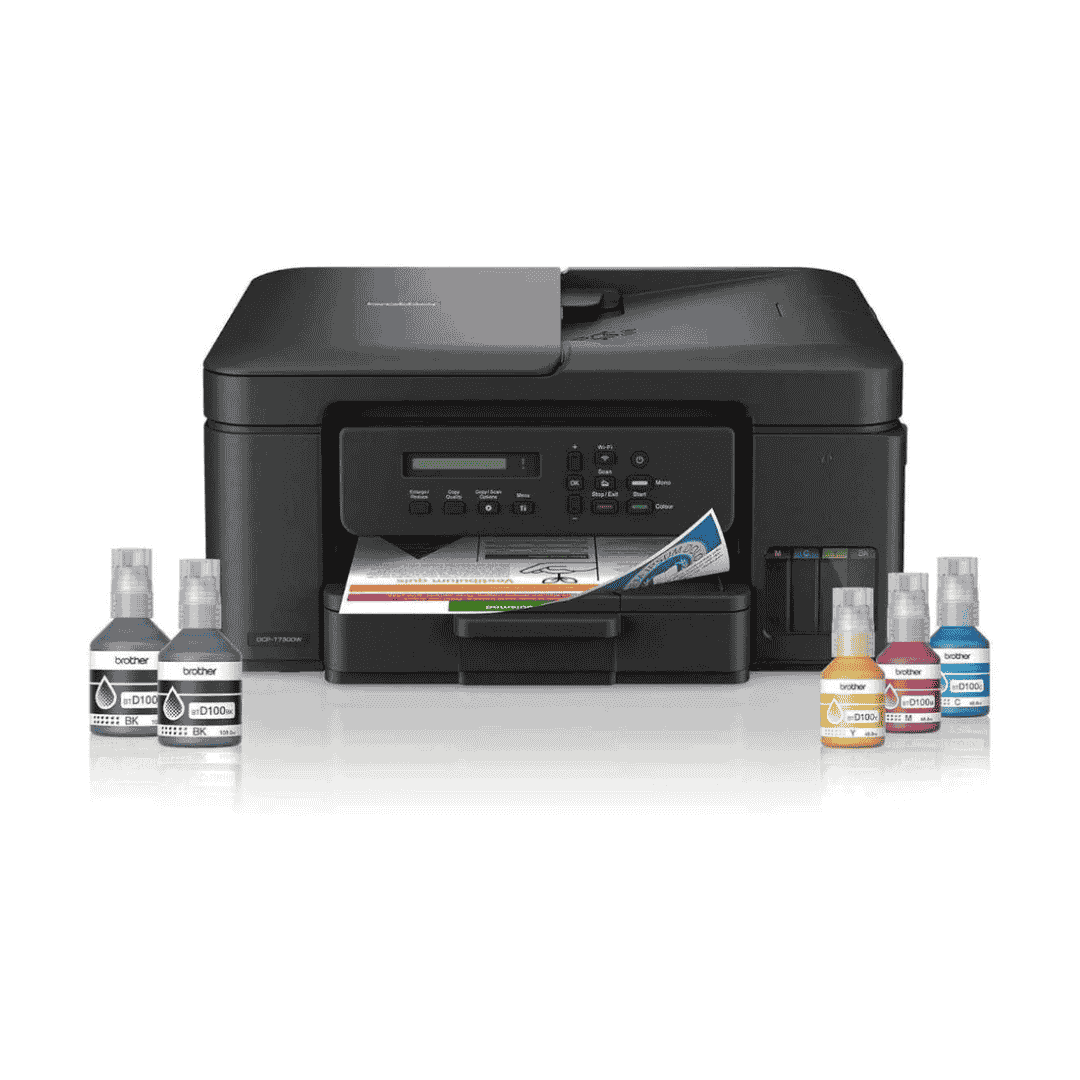 Brother DCP-T730DW Ink Tank Printer, Up to 1200 x 6000 DPI, 16 IPM Print Speed, Auto 2 Sided (Duplex) Printing, 20 Sheets Auto-Document Feeder, WiFi, WiFi-Direct, USB 2.0, Black | DCP-T730DW