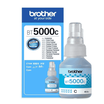 Brother Genuine BT5000C Cyan Ink Bottle – 48.8 ml High Yield (≈ 5,000 Pages)
