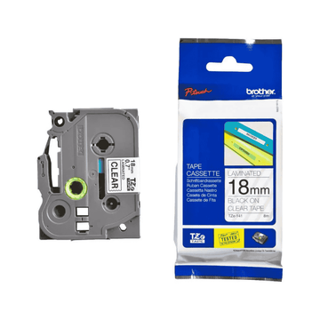 Brother P-touch 18mm TZ-141 Laminated Tape, 8 m, Black on Clear