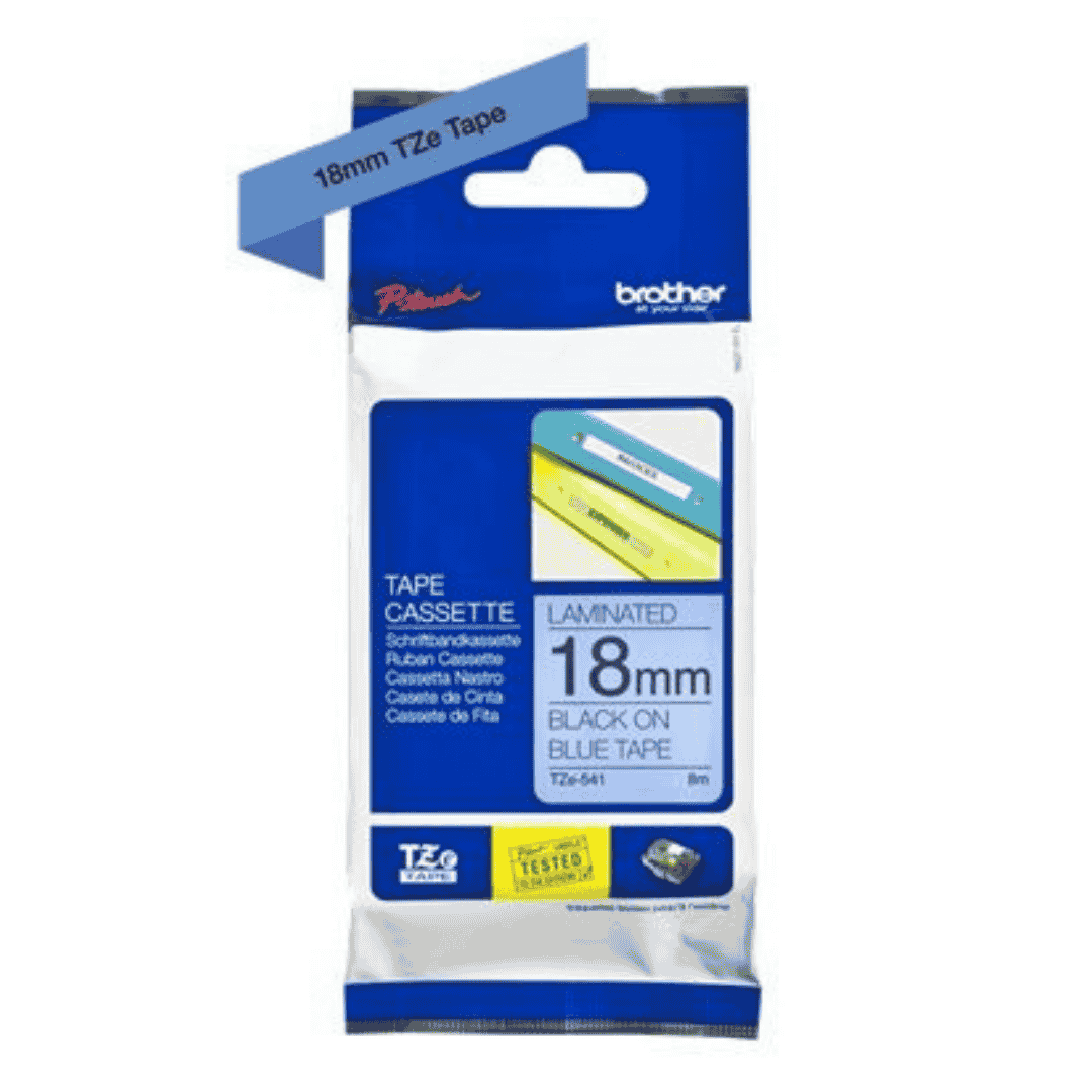 Brother TZ-541 P-touch® Label Tape, 18mm, (3/4"), Black on Blue