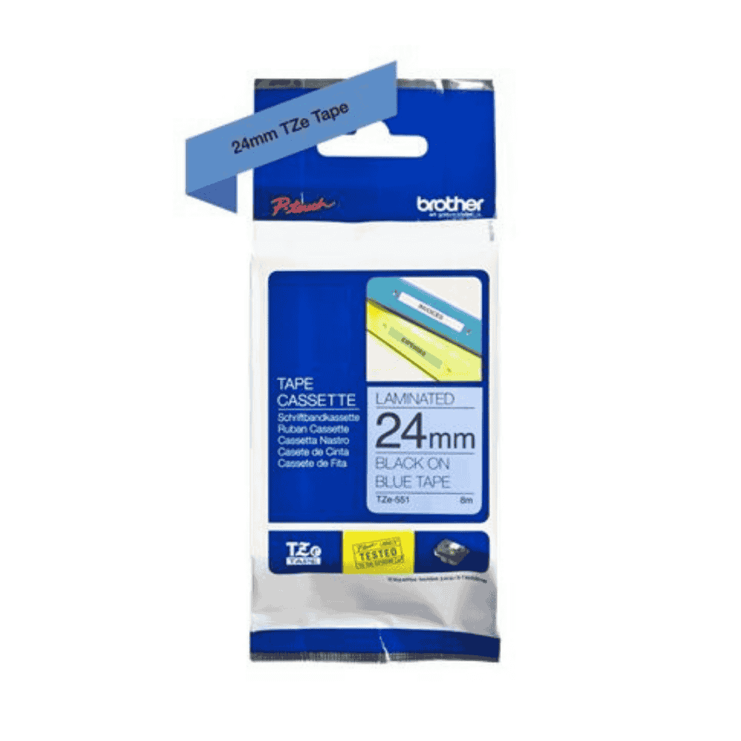 Brother TZ-551 P-touch® Label Tape, 24mm, (1"), Black on Blue