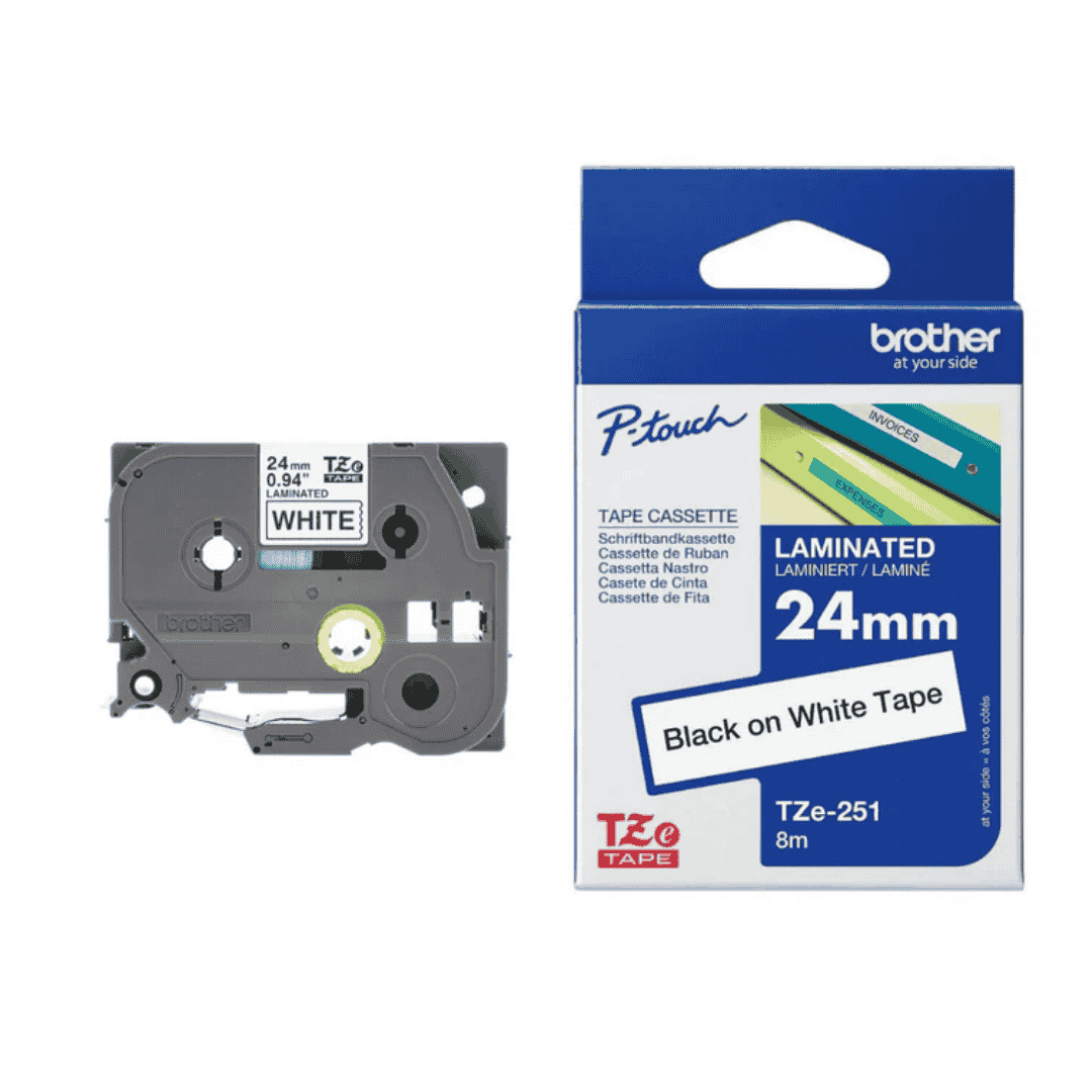 Brother TZe-251 24mm Black on white TZe tape for P-touch Label Printers