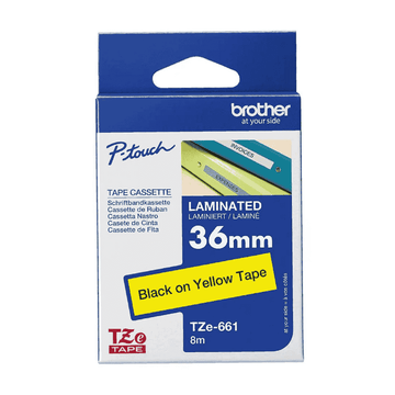 Brother TZe-661 Labelling Tape Cassette – 36mm Black on Yellow