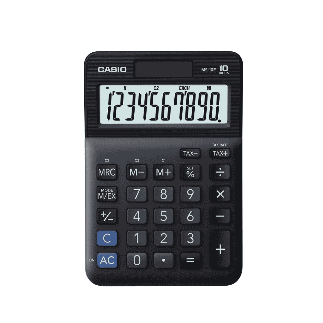 CASIO MS-10F Desk Calculator 10-Digit, Tax, Currency