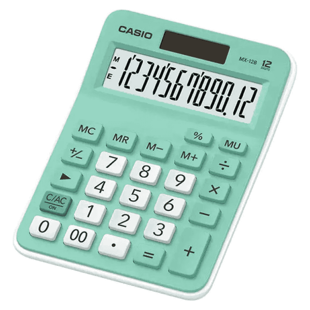 Casio TABLE CALCULATOR 12 DIGITS GREEN MX-12B-GN-W-DC