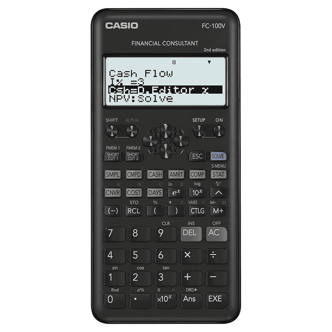 Casio FC-100V-2-W-ET Financial Calculator Second Edition, Black
