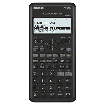 Casio FC-100V-2-W-ET Financial Calculator Second Edition, Black