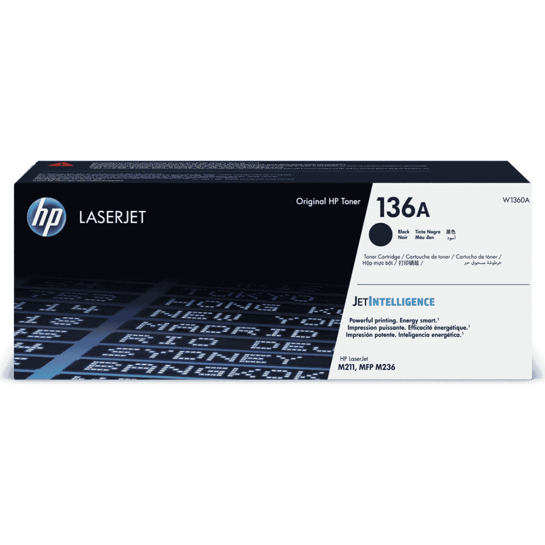 HP 136A Black Original LaserJet Toner Cartridge – W1360A, ~1,150 Pages