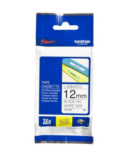 Tz-E221 P-Touch 9Mm Laminated Tape - Black On White - Image 3