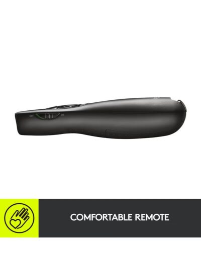 Logitech R400 Wireless Presentation Remote, 2.4 GHz, USB-Receiver, Red Laser Pointer, 15-Meter Operating Range, 6 Buttons, Intuitive Slideshow Control, Battery Indicator, PC Black - Image 2