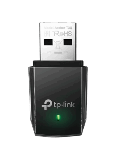 TP-LINK  Archer T3U AC1300 Mini Wireless MU-MIMO USB Adapter Black/Silver/Green Highlights