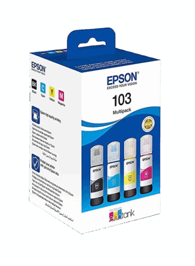 Pack of 4 Epson 103 Ink Bottle Set Black, Cyan, Yellow & Magenta - Image 6