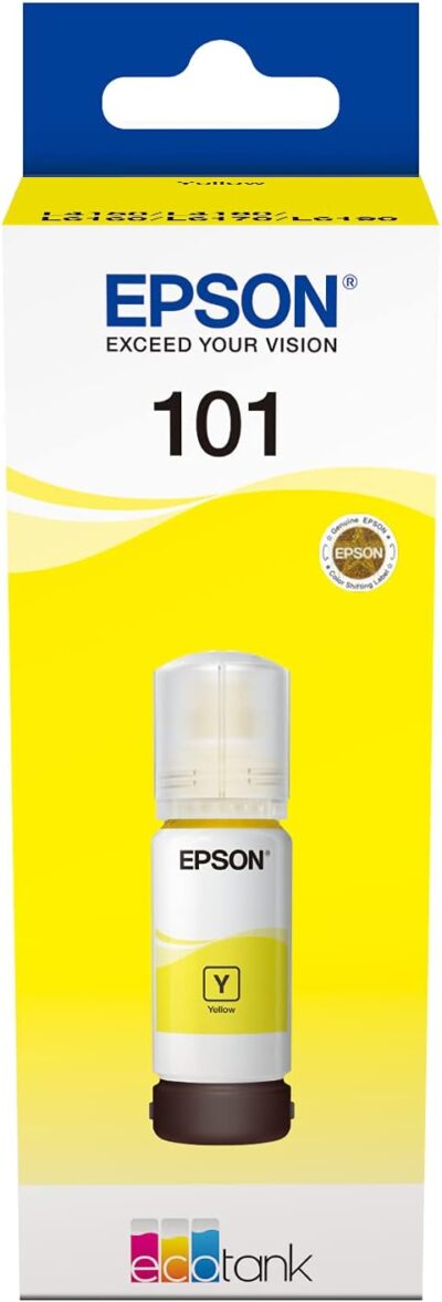 Epson 101 EcoTank Ink Bottle, Yellow Ink for Printer Refill, 70ml