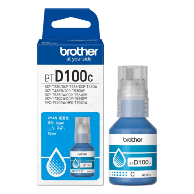 Brother Genuine BTD100C Ultra High Yield Cyan Ink Bottle