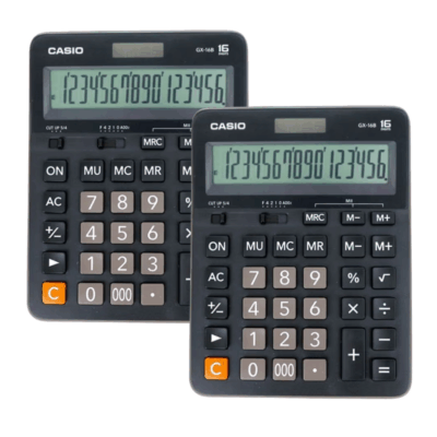 GX-16b 16-Digit Basic Calculator Black Two Piece